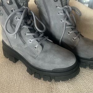 Marc Fisher Gray Abole grey suede lace/zip up winter boots